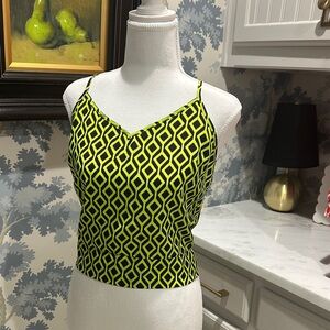 Pretty Good Neon Yellow and Black Geometric Spaghetti Strap Camisole